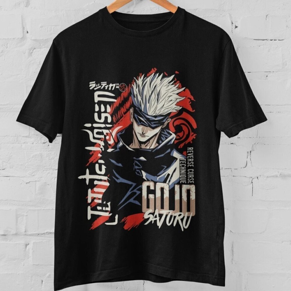 Gojo Satoru Anime Graphic Tee Jujutsu Kaisen Japanese Style Unisex T Shirt .